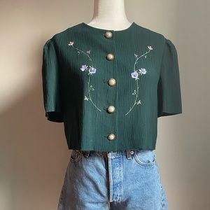 Vintage 90s Cropped Top w/ Embroidery